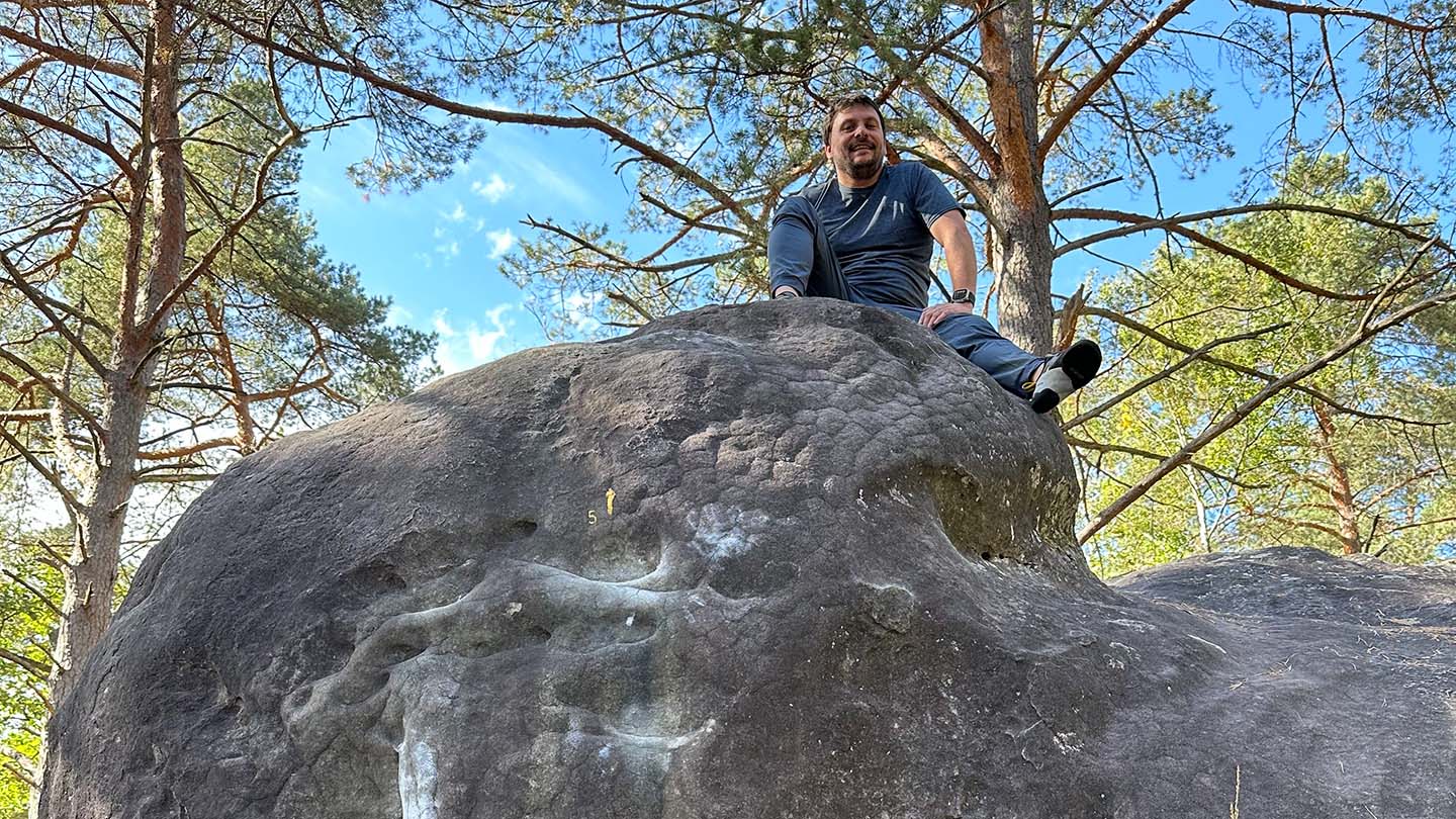 Sat on a boulder in Fontainebleau, France